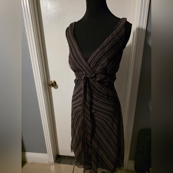 Bisou Bisou Dresses & Skirts - Bisou Bisou Black And Pink Striped Dress Size 10